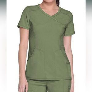 Olive Green Women's V-Neck Scrub Top